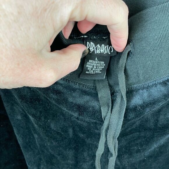 EUC PBX BASICS Womens Black Velour Sweatpants Size L - Picture 4 of 6